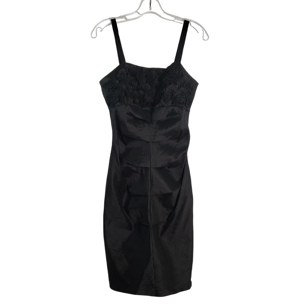 Stacy Adams Bodycon Dress Womens‎ 4 Black Floral Detail Vintage Party Cocktail